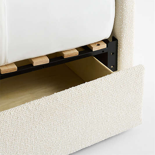 Mira Cream Performance Boucle Upholstered Kids Twin Storage Bed