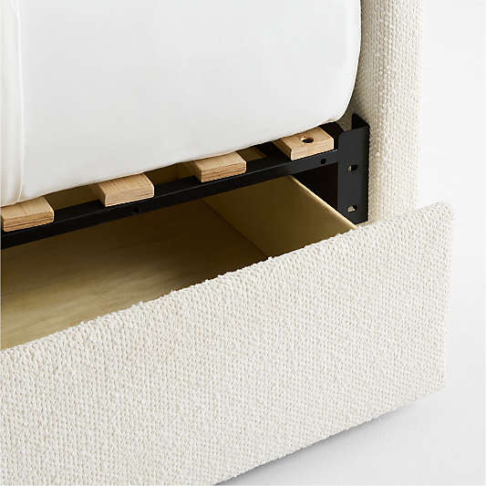 Mira Cream Performance Boucle Upholstered Kids Storage Bed
