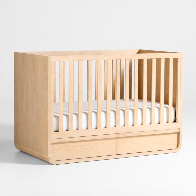 Mira Natural Oak Wood Convertible Baby Crib with Storage - image 0 of 7