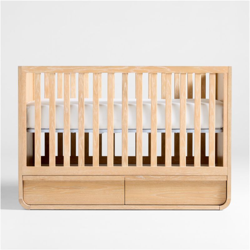 Mira Natural Oak Wood Convertible Baby Crib with Storage - image 2 of 7