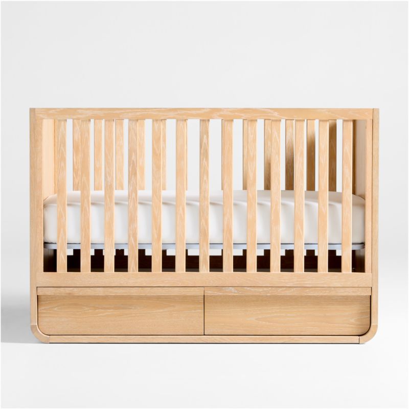 Mira Natural Oak Wood Convertible Baby Crib with Storage - image 3 of 7