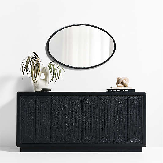 Mirabella Black Metal Oval Wall Mirror 25.75"x40"