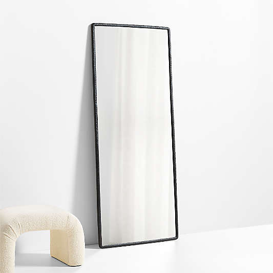 Mirabella Black Metal Rectangle Floor Mirror 32"x76"