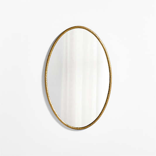 Mirabella Brass Metal Oval Wall Mirror 25.75"x40"