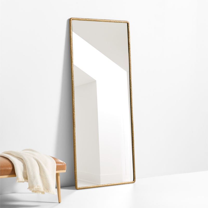 Mirabella Brass Metal Rectangle Floor Mirror 32"x76" - image 0 of 4