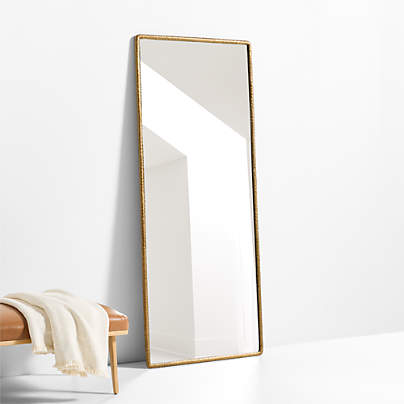 Mirabella Brass Metal Rectangle Floor Mirror 32"x76"