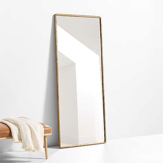 Mirabella Brass Metal Rectangle Floor Mirror 32"x76"