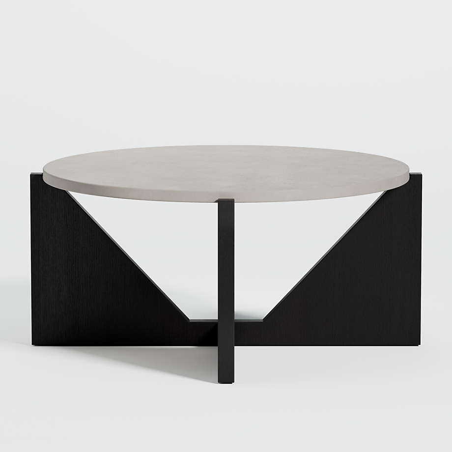 Miro Concrete Coffee Table with Black Ebonized White Oak Wood Base