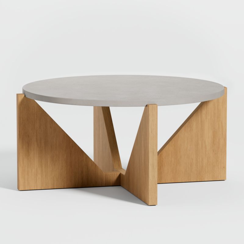 Miro Concrete Coffee Table with Natural White Oak Wood Base