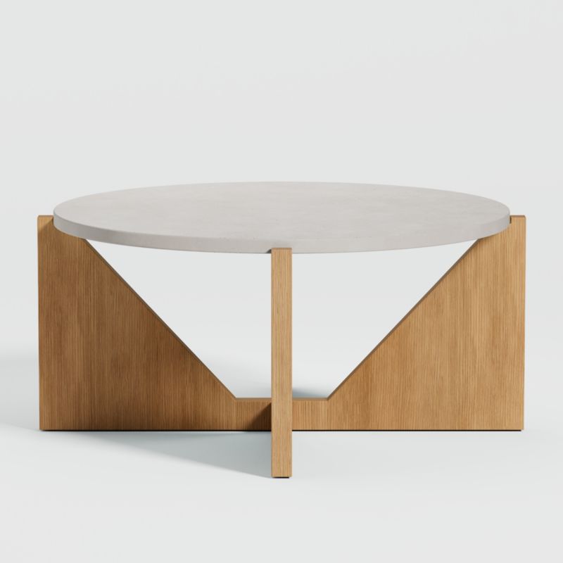 Miro Concrete Coffee Table with Natural White Oak Wood Base
