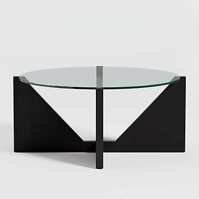Miro Glass Coffee Table With Black Wood, Black Coffee Table Crate And Barrel