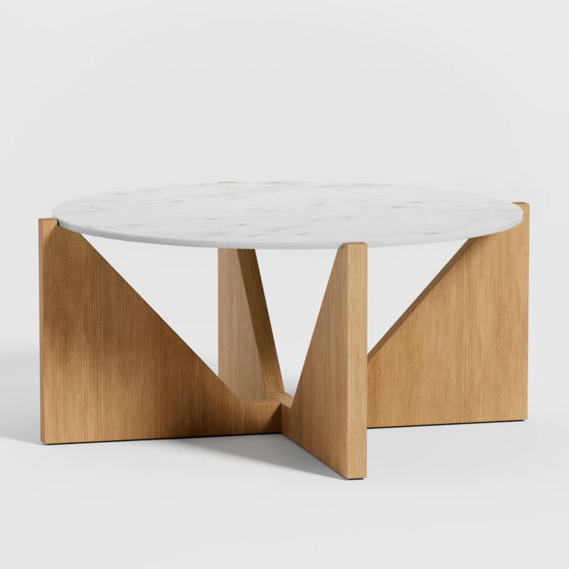 Miro Marble and Natural Mahogany Wood 41" Round Coffee Table