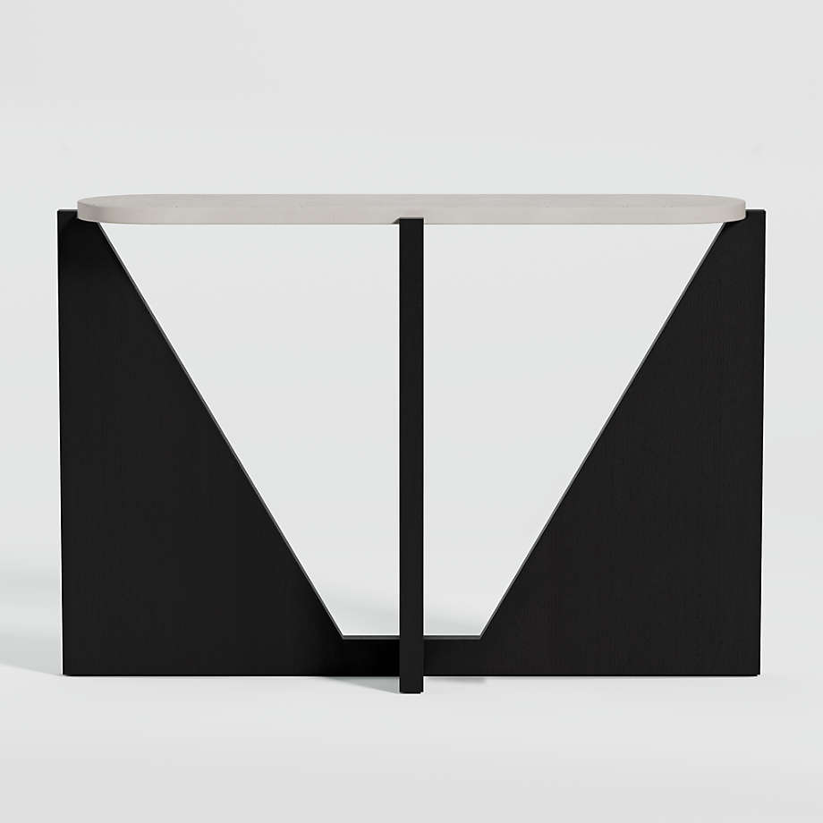 Miro Concrete Console Table with Black Wood Base + Reviews Crate & Barrel