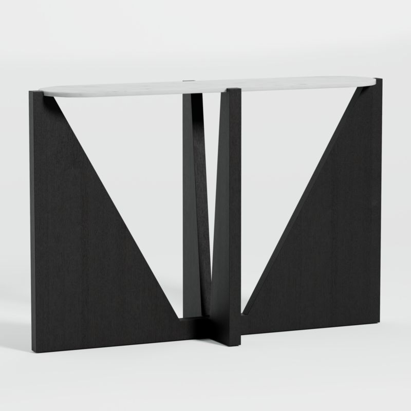 Miro White Marble Console Table with Black Ebonized White Oak Wood Base - image 2 of 5