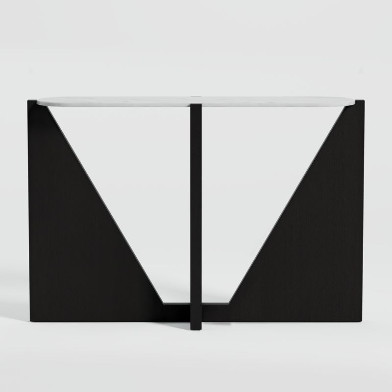 Miro White Marble Console Table with Black Ebonized White Oak Wood Base - image 0 of 5