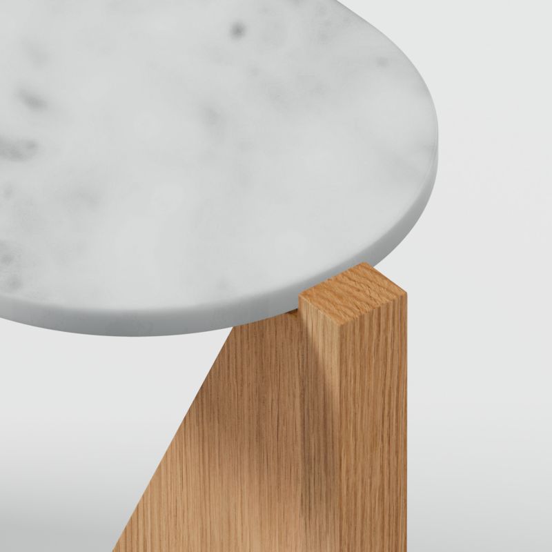 Miro White Marble Console Table with Natural White Oak Wood Base