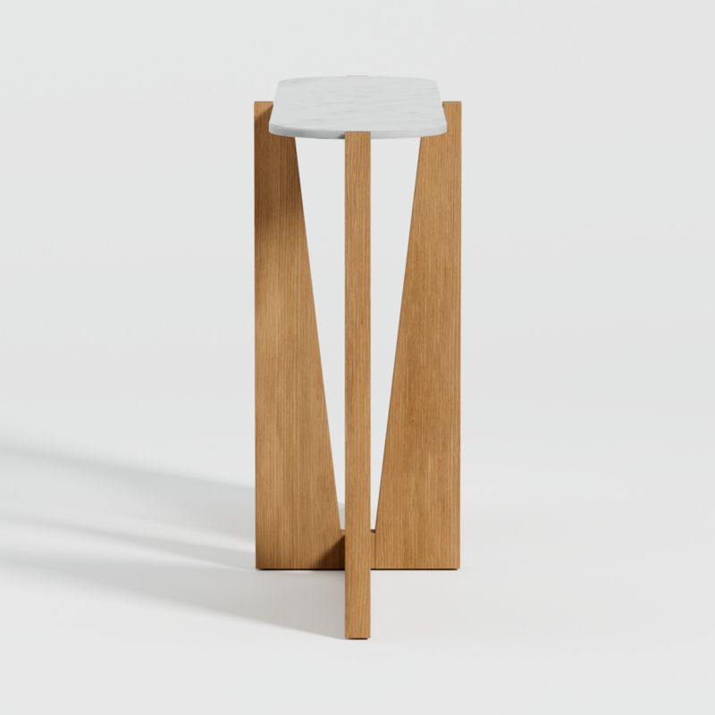 Miro White Marble Console Table with Natural White Oak Wood Base