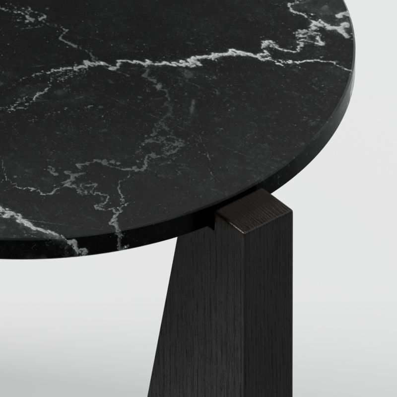 Miro Black Marble Round End Table with Black Ebonized White Oak Wood Base - image 4 of 8