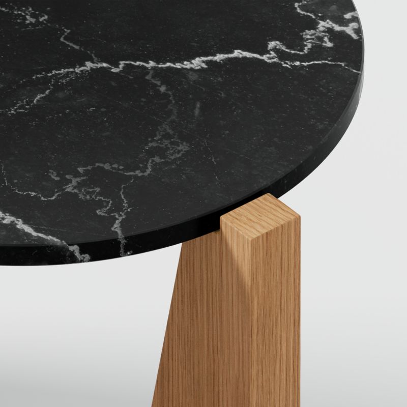 Miro Black Marble Round End Table with Natural White Oak Wood Base - image 4 of 8