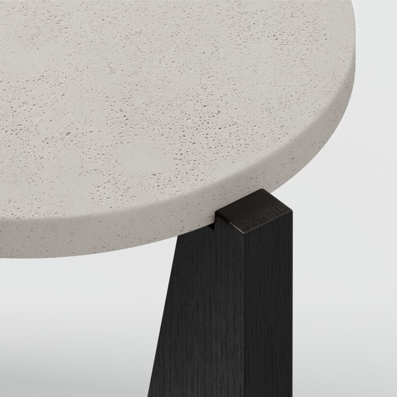 Miro Concrete Round End Table with Black Ebonized White Oak Wood Base