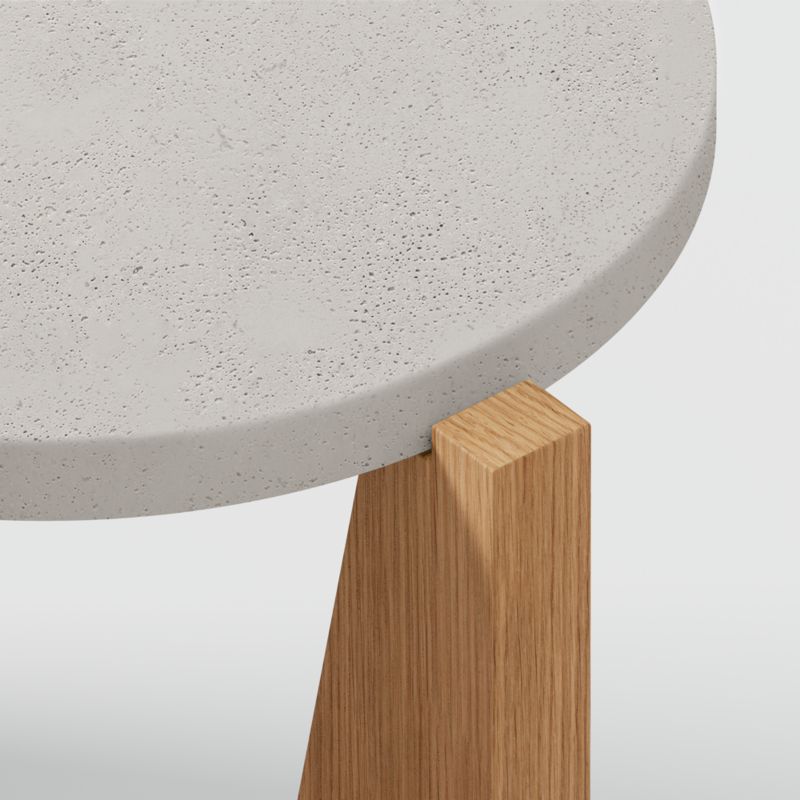 Miro Concrete Round End Table with Natural White Oak Wood Base