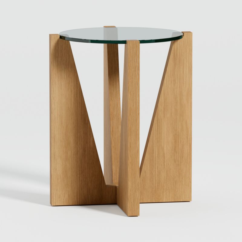 Miro Glass End Table with Natural White Oak Wood Base