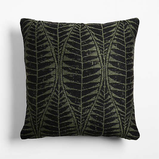 Mirrored Palm Jacquard 20"x20" Juniper Green Indoor/Outdoor Throw Pillow