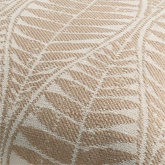 Mirrored Palm Jacquard 20"x20" Warm Sand Beige Indoor/Outdoor Throw Pillow