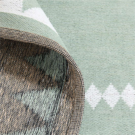 Mirror Pattern Green Chenille Kids Area Rug