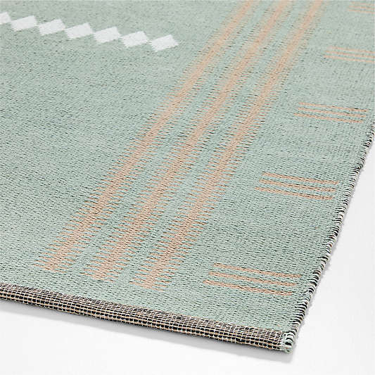 Mirror Pattern Green Chenille Kids Area Rug 5x8