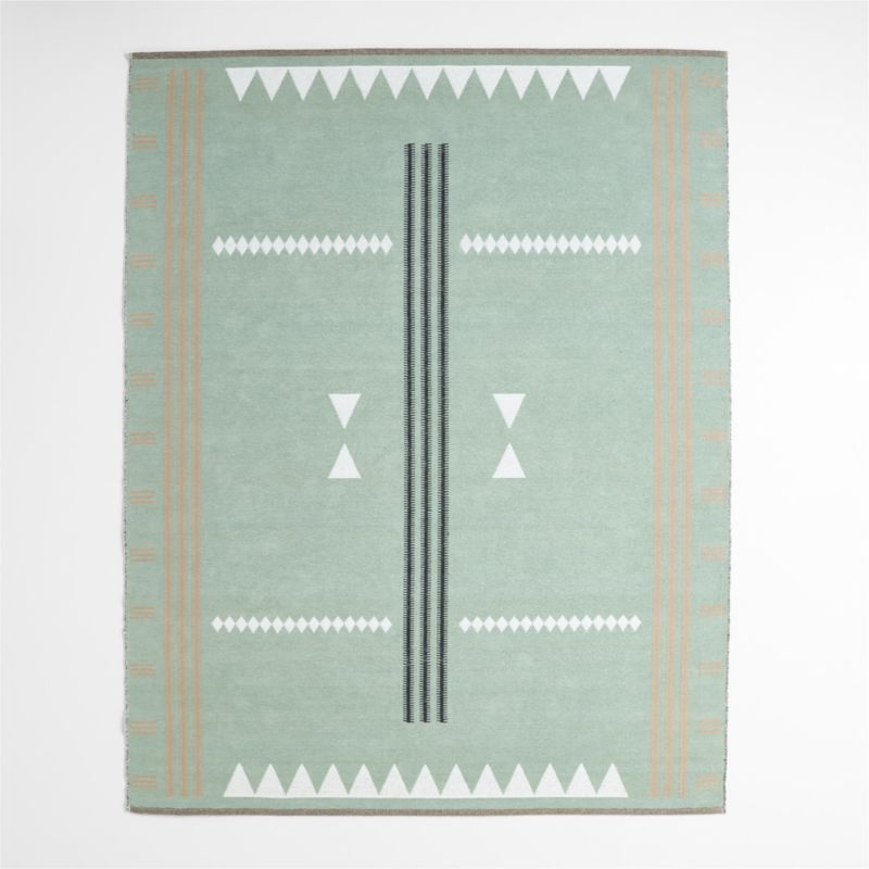 Mirror Pattern Green Chenille Kids Area Rug 8x10 - image 0 of 5