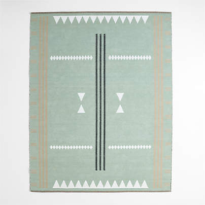 Mirror Pattern Green Chenille Kids Area Rug 8x10