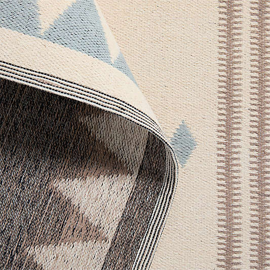 Mirror Pattern Mist Blue Chenille Kids Area Rug 8'x10'