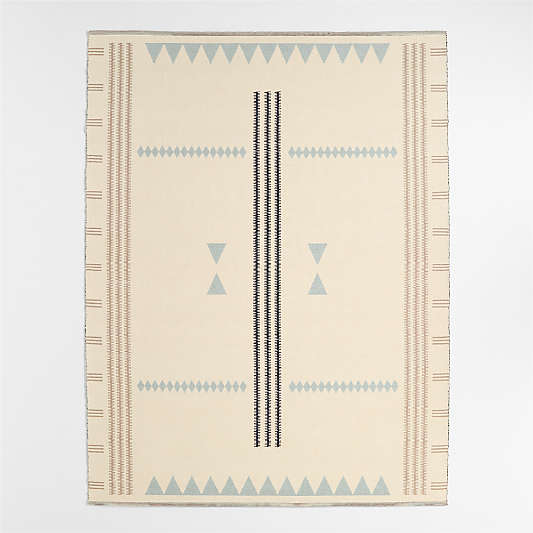 Mirror Pattern Mist Blue Chenille Kids Area Rug 5'x8'