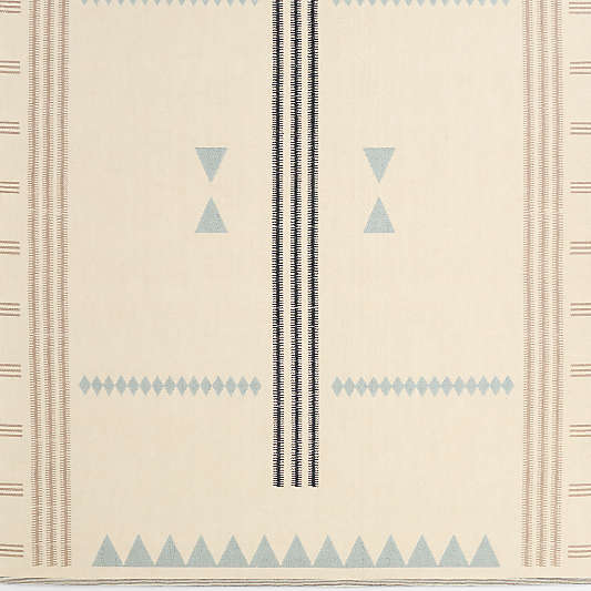 Mirror Pattern Mist Blue Chenille Kids Area Rug