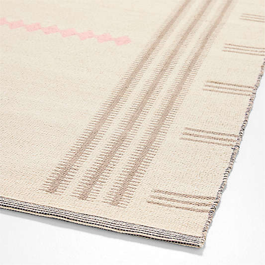 Mirror Pattern Elegant Pink Chenille Kids Area Rug 5'x8'