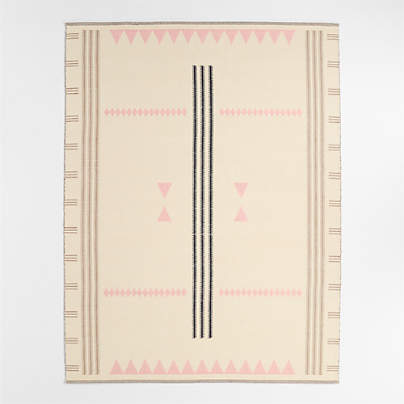 Mirror Pattern Elegant Pink Chenille Kids Area Rug 5'x8'