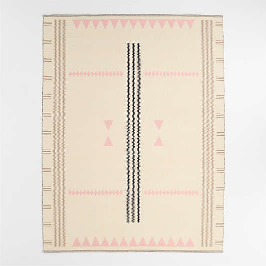 Mirror Pattern Elegant Pink Chenille Kids Area Rug