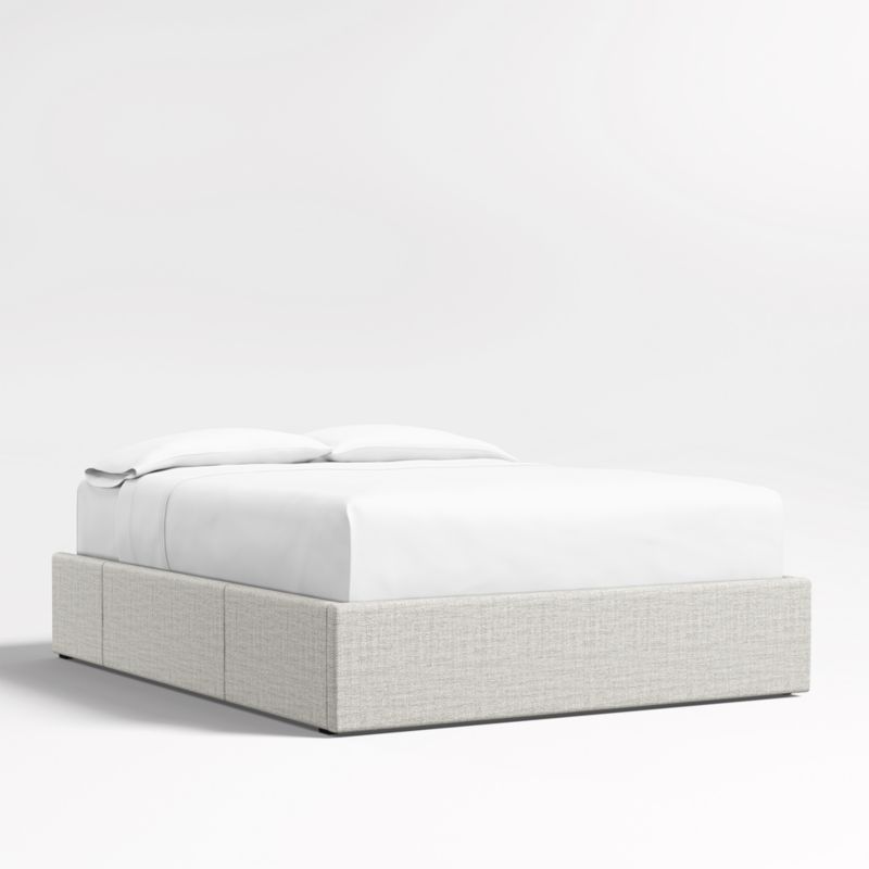 Mist Grey Upholstered King Storage Bed Base