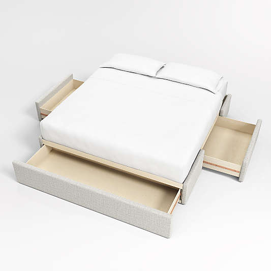 Arden 52" Mist Grey Upholstered Headboard with Storage Bed Base