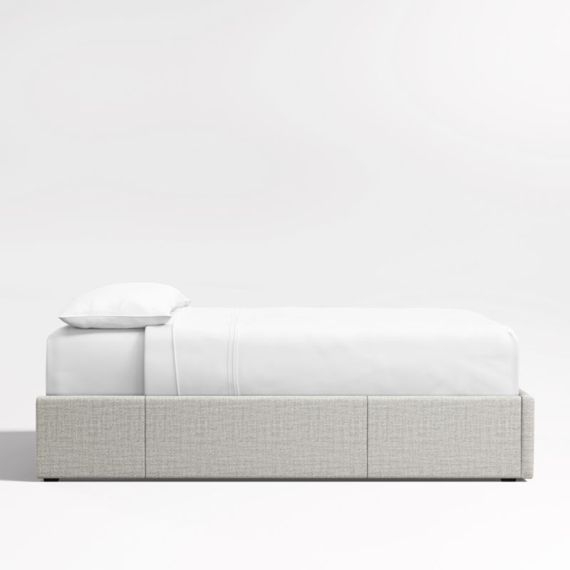 Mist Grey Upholstered King Storage Bed Base