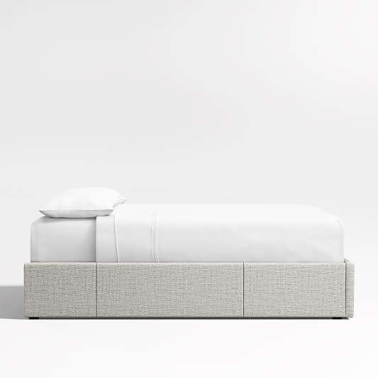 Mist Grey Upholstered King Storage Bed Base