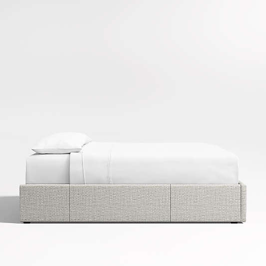 Mist Grey Upholstered Queen Storage Bed Base