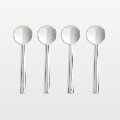 Mix Mirror Round Soup Spoons, Set of 4