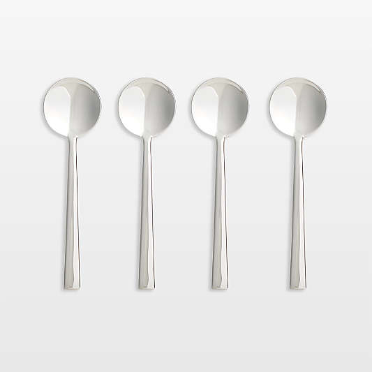 Mix Mirror Round Soup Spoons, Set of 4