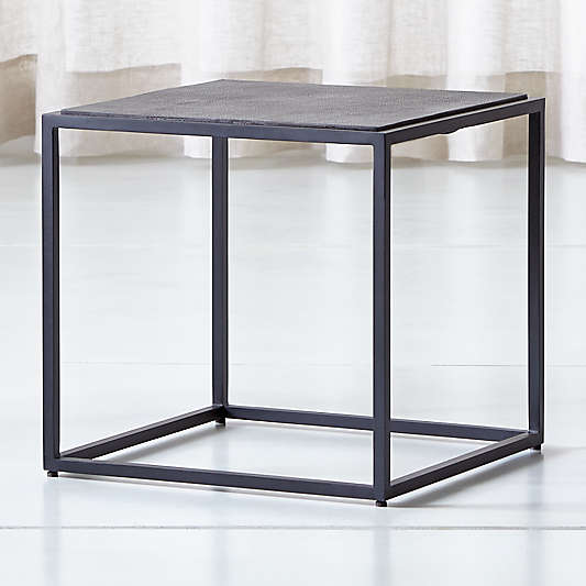 Mix Leather Imprint Low Metal Frame Side Table