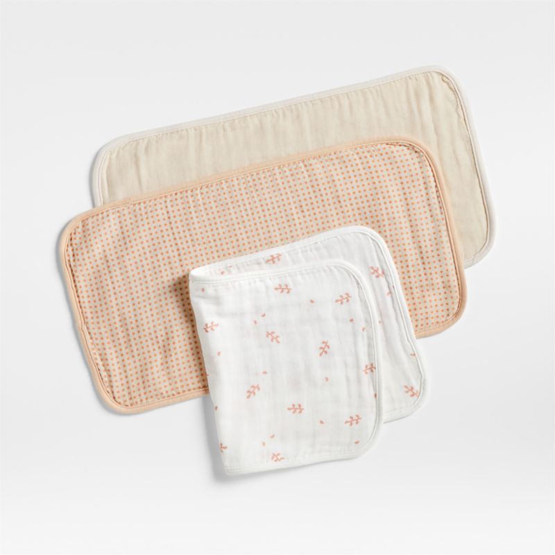 Mixed Print Pink Organic Cotton Gauze Baby Burp Cloth, Set of 3 - image 0 of 2