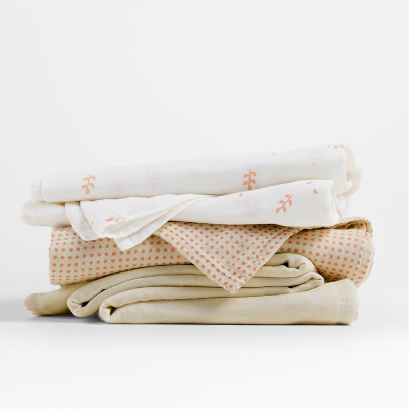 Mixed Print Pink Organic Cotton Gauze Baby Swaddle Blankets, Set of 3 - image 2 of 3