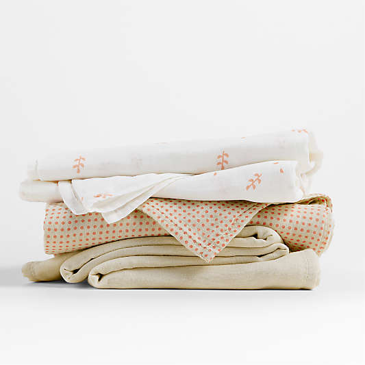 Mixed Print Pink Organic Cotton Gauze Baby Swaddle Blankets, Set of 3