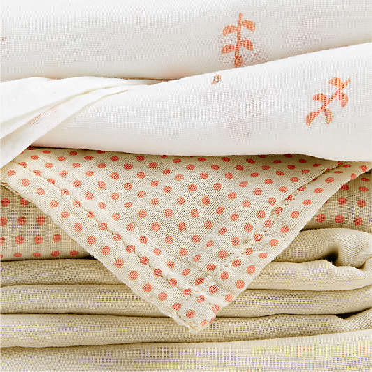 Mixed Print Pink Organic Cotton Gauze Baby Swaddle Blankets, Set of 3